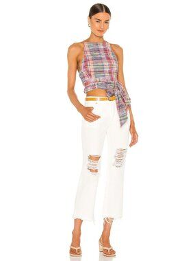 WE THE FREE PEOPLE Maggie White Mid Rise Destroyed Straight Leg Jeans, Size 29